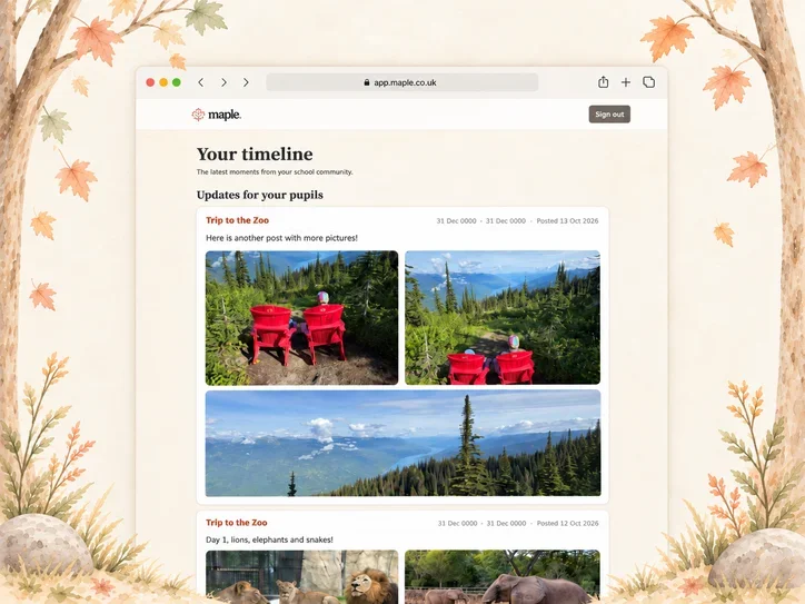 maple. timeline showing private school community updates